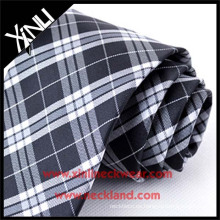 Dry-clean Only Jacquard Woven Neck Tie Plaid Fabric Blanco y negro